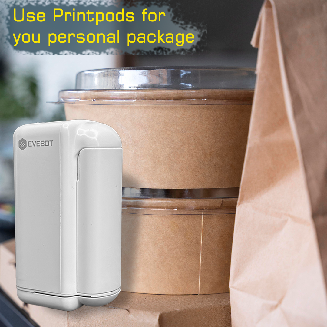 printpods on the background of paper packaging